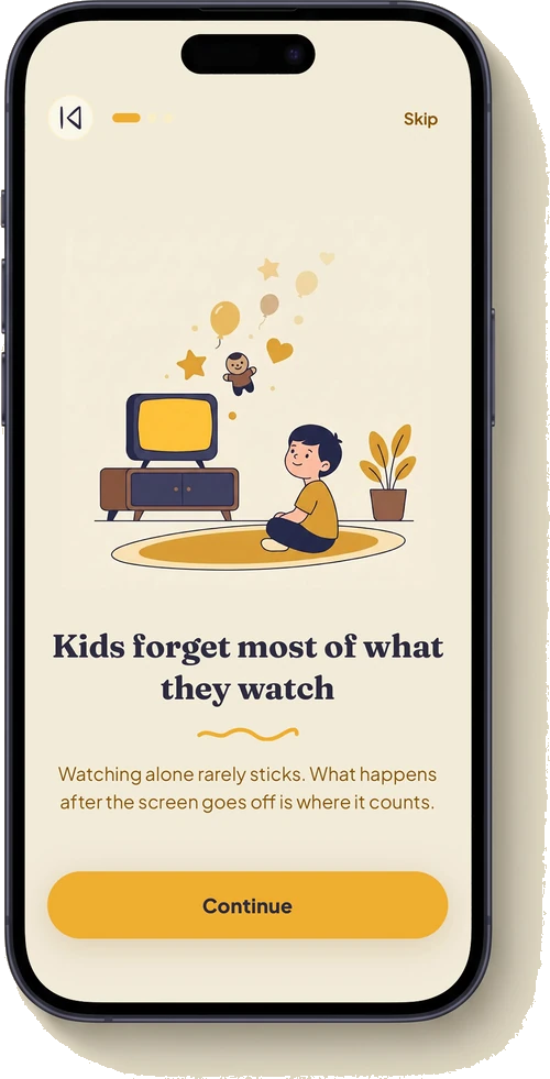 LONIO onboarding — Kids forget most of what they watch