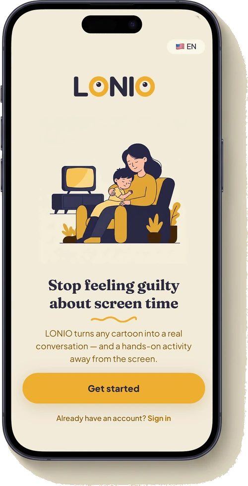 LONIO welcome screen — Stop feeling guilty about screen time